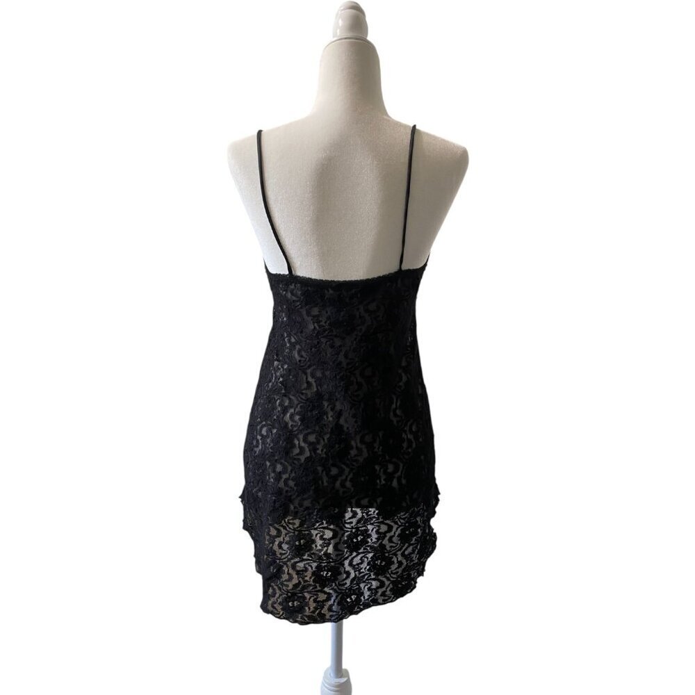 Vintage Embellished Lace Lingerie Slip Dress Size Medium Spaghetti Strap Goth - Picture 5 of 7
